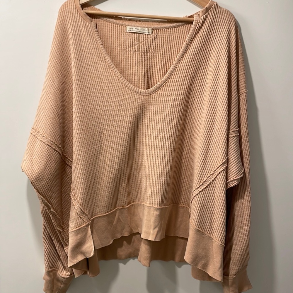 Free People waffle knit v neck sweater